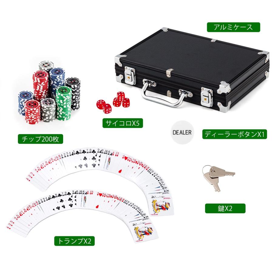 BestBuy ポーカーセット チップセット チップ 200枚 ポーカーチップ