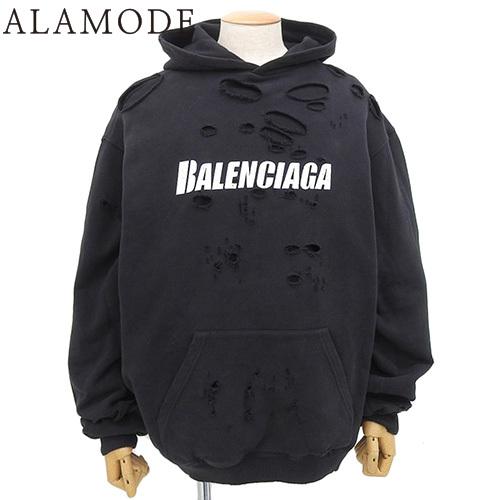 BALENCIAGA（バレンシアガ） デストロイ加工 ロゴ フーディー パーカー