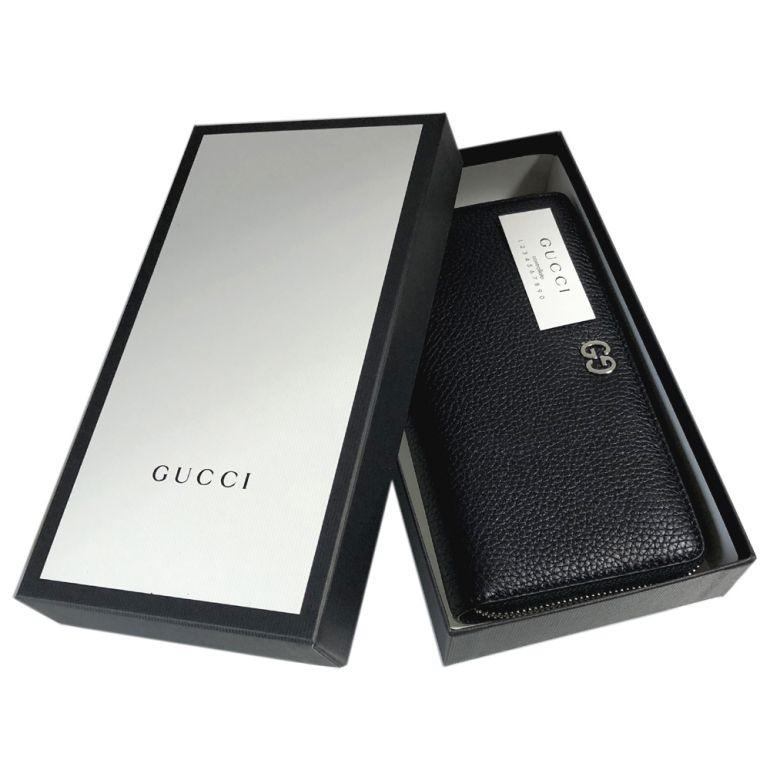 GUCCI（グッチ） 長財布 ラウンドファスナー メンズ GGメタル レザー