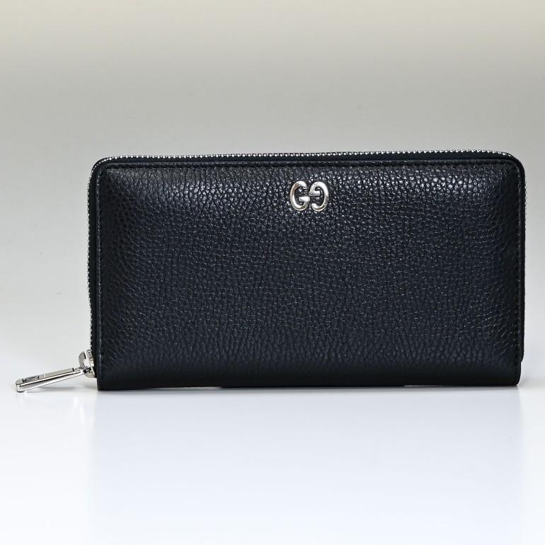 GUCCI（グッチ） 長財布 ラウンドファスナー メンズ GGメタル レザー