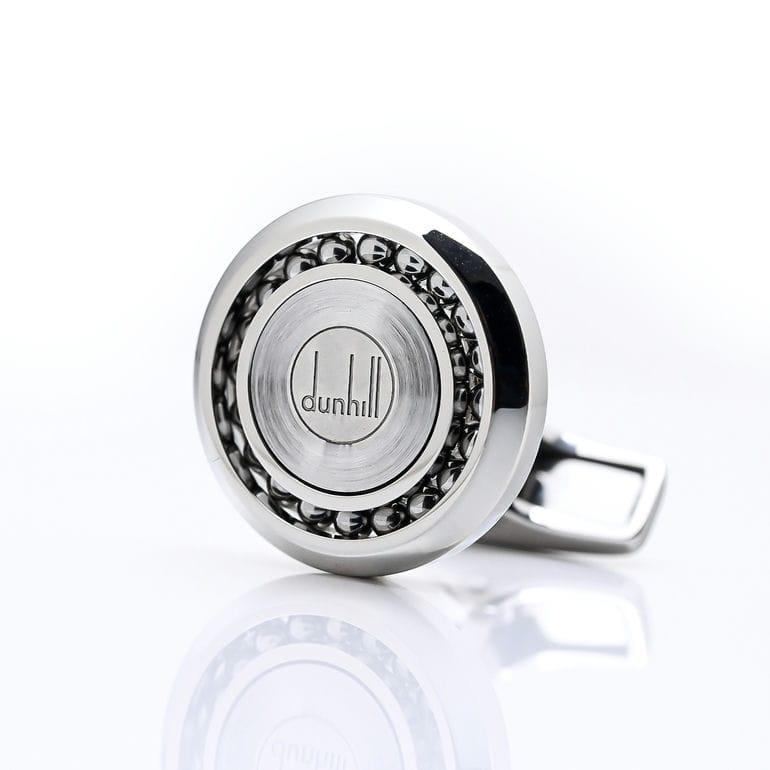 美品 Dunhill ラウンドトップ ロゴ カフリンクス シルバー 美品