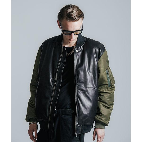 CRIMIE（クライミー） ジャケット CRIMIE NYLON SLEEVE LEATHER MA1