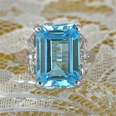 ブルートパーズ リング 指輪 超大粒 8.0ct SV925/K10WG/K18WG トパーズ