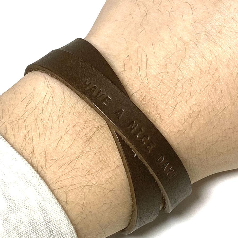 レザー ブレスレット リストバンド 2回巻き 牛革 本革 アクセサリー
