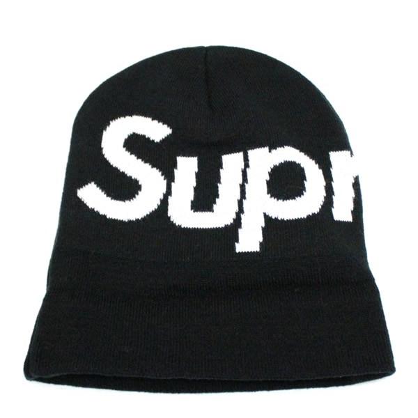 未使用 Supreme シュプリーム ニット帽 ビックロゴビーニー 黒