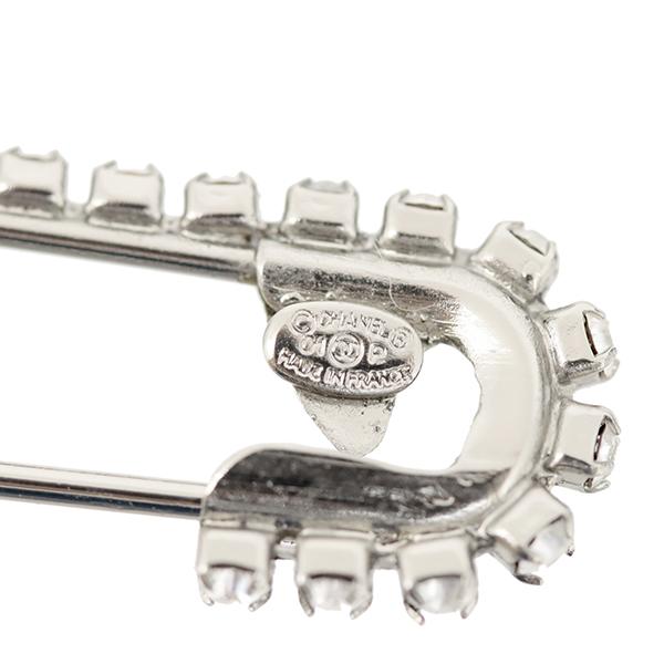 CHANEL（シャネル） ブローチ ダブルピン CC ラインストーン シルバー
