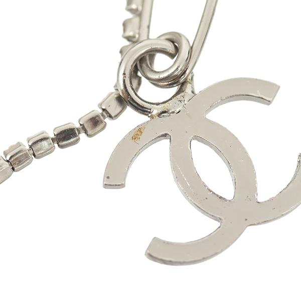CHANEL（シャネル） ブローチ ダブルピン CC ラインストーン シルバー