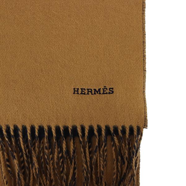 HERMES（エルメス） カシミヤマフラー レクトヴェルソ キャメル マリン
