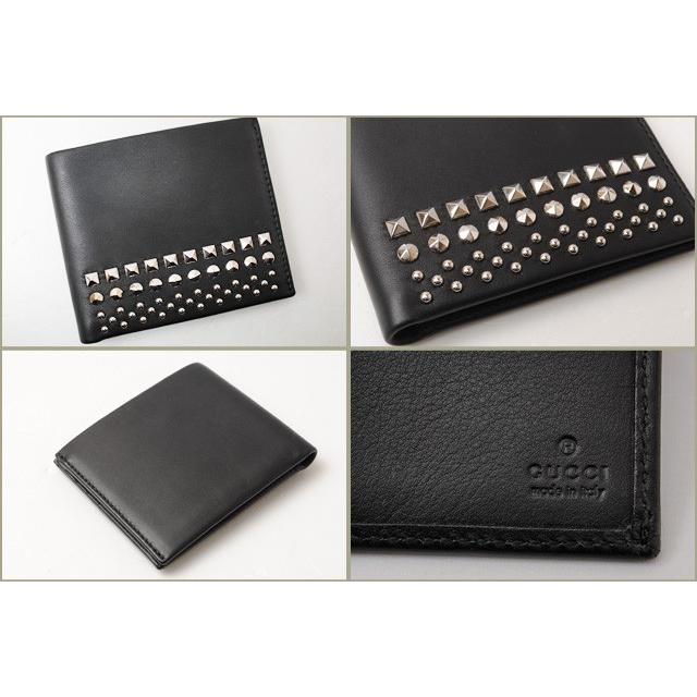 GUCCI（グッチ） 財布 折財布/札入れ レザー スタッズ/ブラック 387455