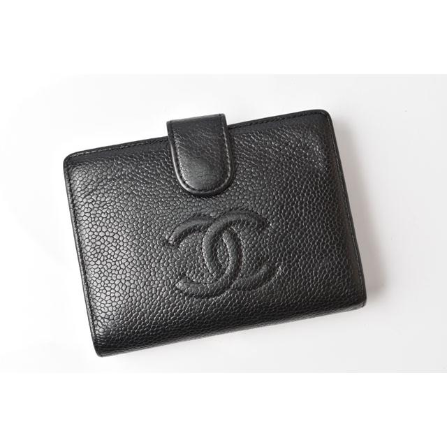 キャビアスキン シャネル 財布 中古 CHANEL がま口式 2つ折/財布 ココ