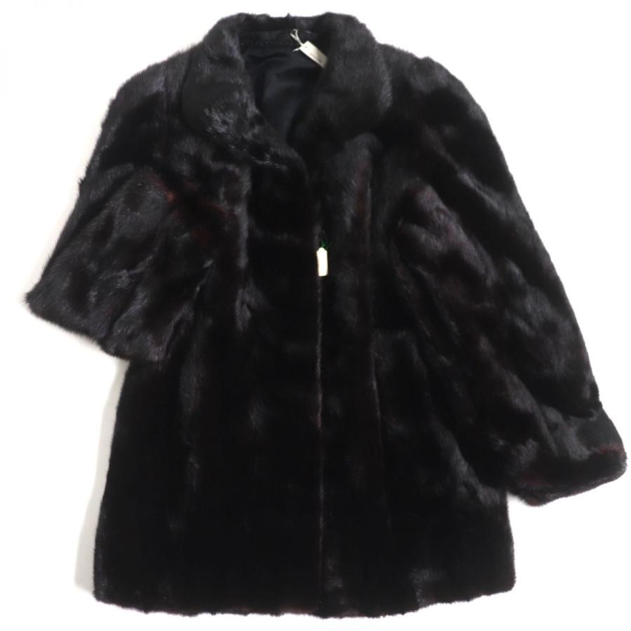極美品▽SAGA MINK サガミンク 逆毛 本毛皮コート ダークブラウン