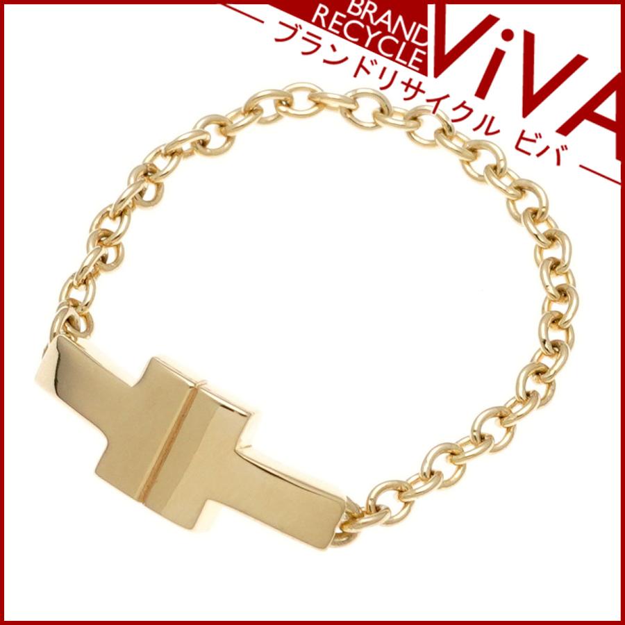 Tiffany T ティファニー TWO チェーン リング 指輪 K18YG イエロー