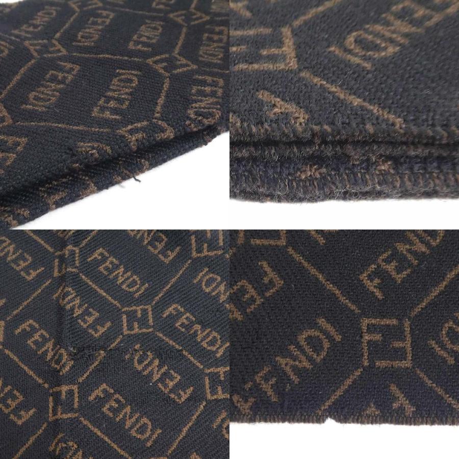 FENDI（フェンディ） マフラー ウール ブラック×ブラウン : ブランド