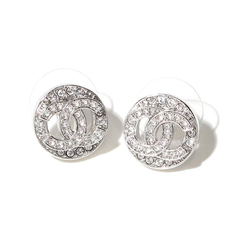 CHANEL（シャネル） ピアス CCマーク ダブルC ラインストーン メタル