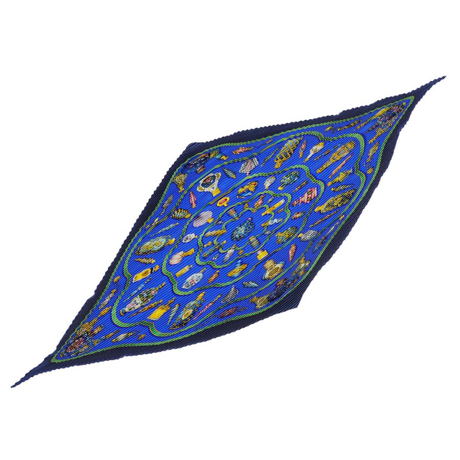 HERMES（エルメス） プリーツカレ スカーフ ネイビー ブルー