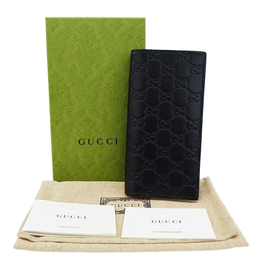 GUCCI（グッチ） 財布 メンズ ブランド 長財布 シマレザー ブラック