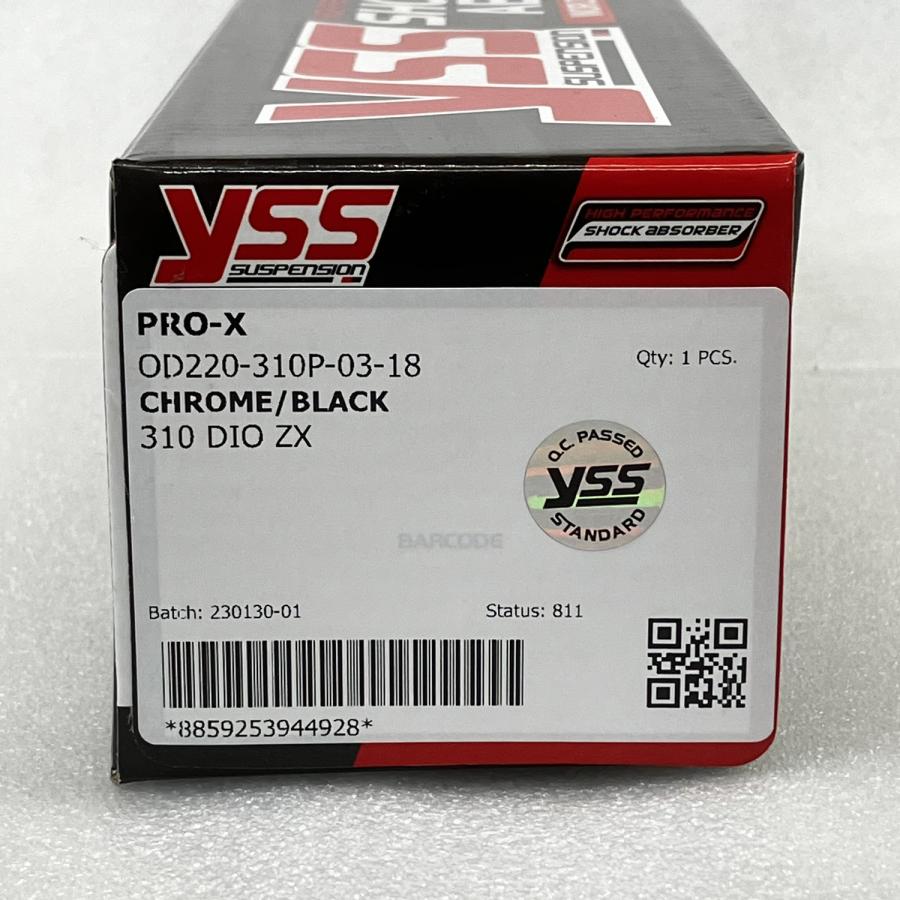 YSS PRO-X リアサスペンション 310mm クローム/ブラック DIO ZX