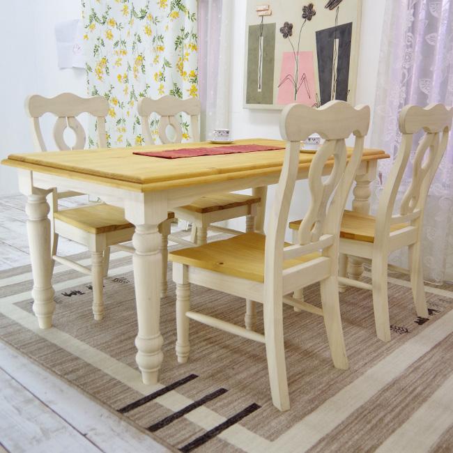 フレンチカントリー ダイニングテーブル 姫家具 天然木 ラバーウッド