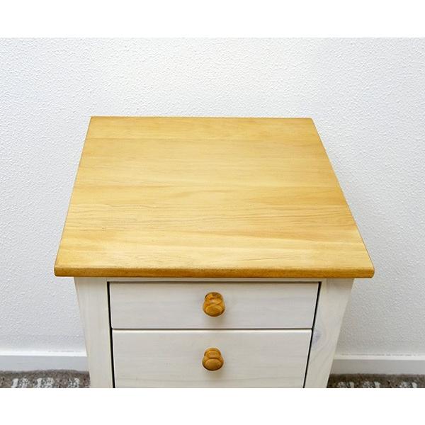 白いカントリーパインサイドチェストF-03 バレンシア 木製取っ手白い