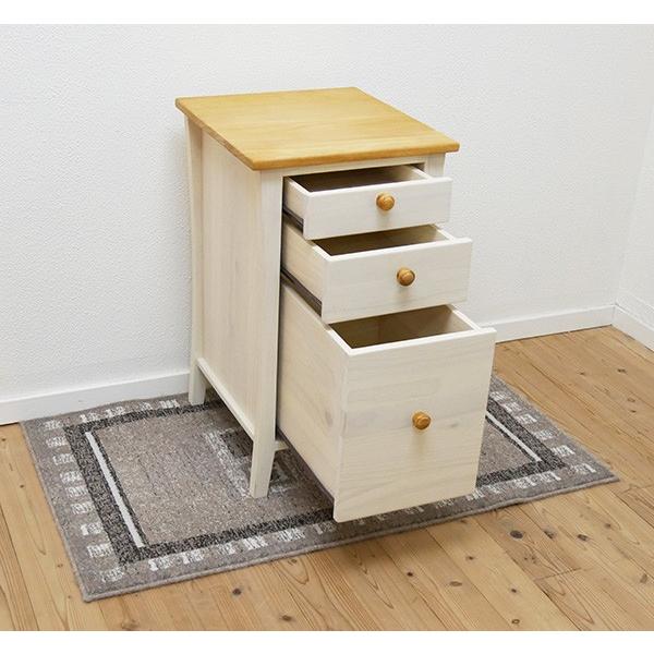 白いカントリーパインサイドチェストF-03 バレンシア 木製取っ手白い