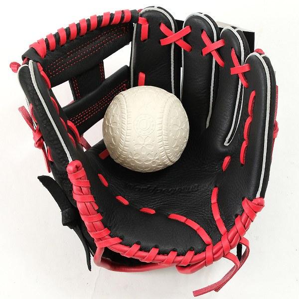 ワールドペガサス キッズ用 軟式野球用グローブ 黒×赤 右投 新品 楽天