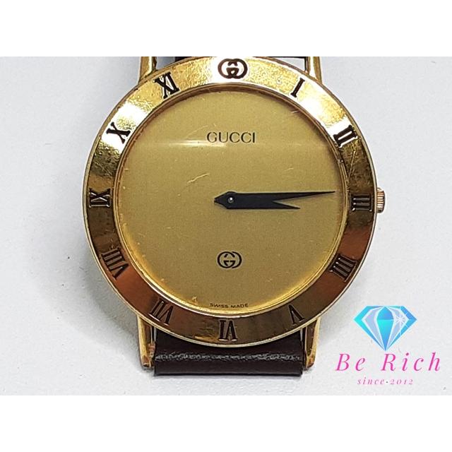 GUCCI（グッチ） メンズ 腕時計 3000M ゴールド ブラウン 茶 SS レザー