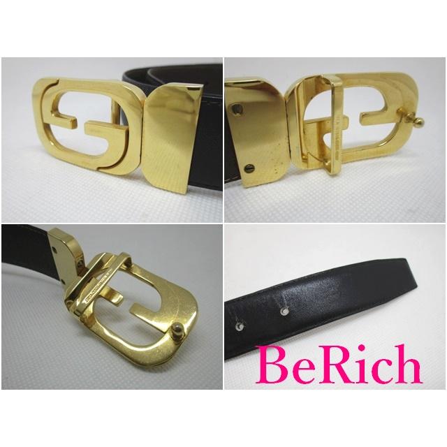 GUCCI（グッチ） レディース ベルト 165646 GG ゴールド バックル 黒