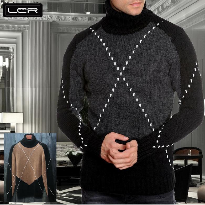 ローゲージニット メンズ セーター タートルネック ハイネック 厚手 黒