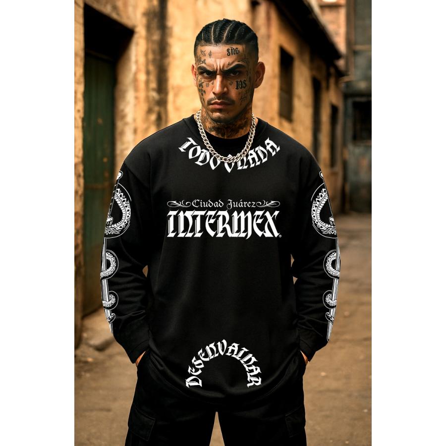 長袖 Tシャツ ロンT 服 INTERMEX インターメックス スカル itm-061 黒