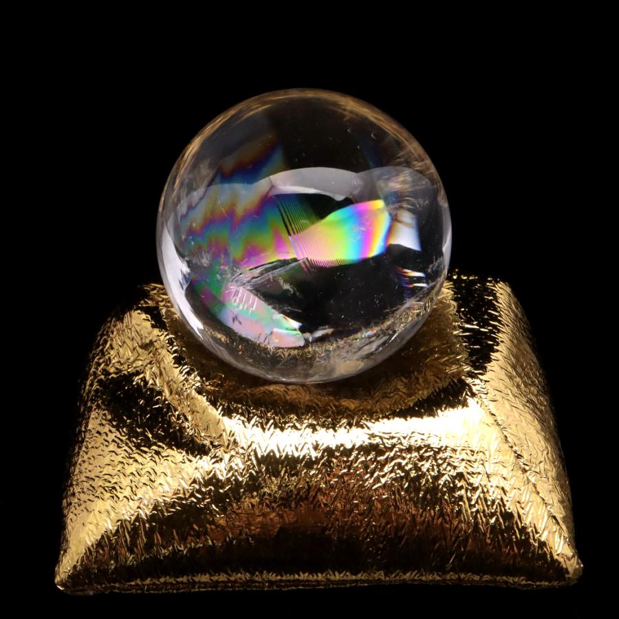 GOLD STONE アイリスクォーツ 丸玉 水晶 虹入り AAA 天然 直径約40mm