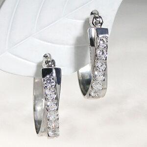 プラチナ Pt900 0.3ct ダイヤモンド フープ ピアス 送料無料 ダイヤ