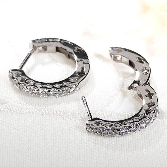 Pt900 0.5ct プラチナ ダイヤモンド フープ ピアス 送料無料