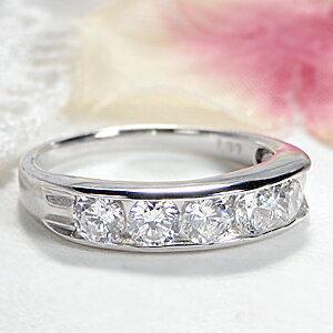 pt900 1.0ct エタニティ ダイヤモンドリング プラチナ ダイヤ 5粒 5石