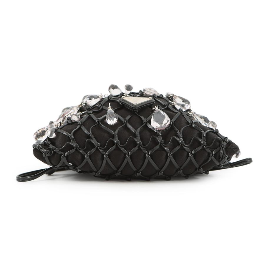 プラダ チェーンショルダーバッグ ビジュー 巾着バッグ サテン PRADA
