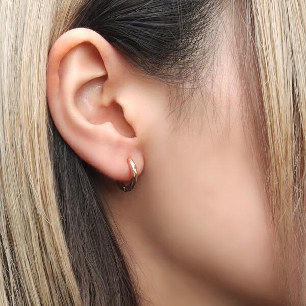 選べる3カラー 2.0mm幅 13.0mm スタッズ フープピアス 1P 片耳用