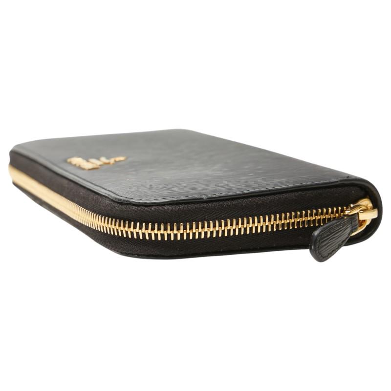 PRADA（プラダ） ロゴ 長財布 ブラック レザー レディース 【中古