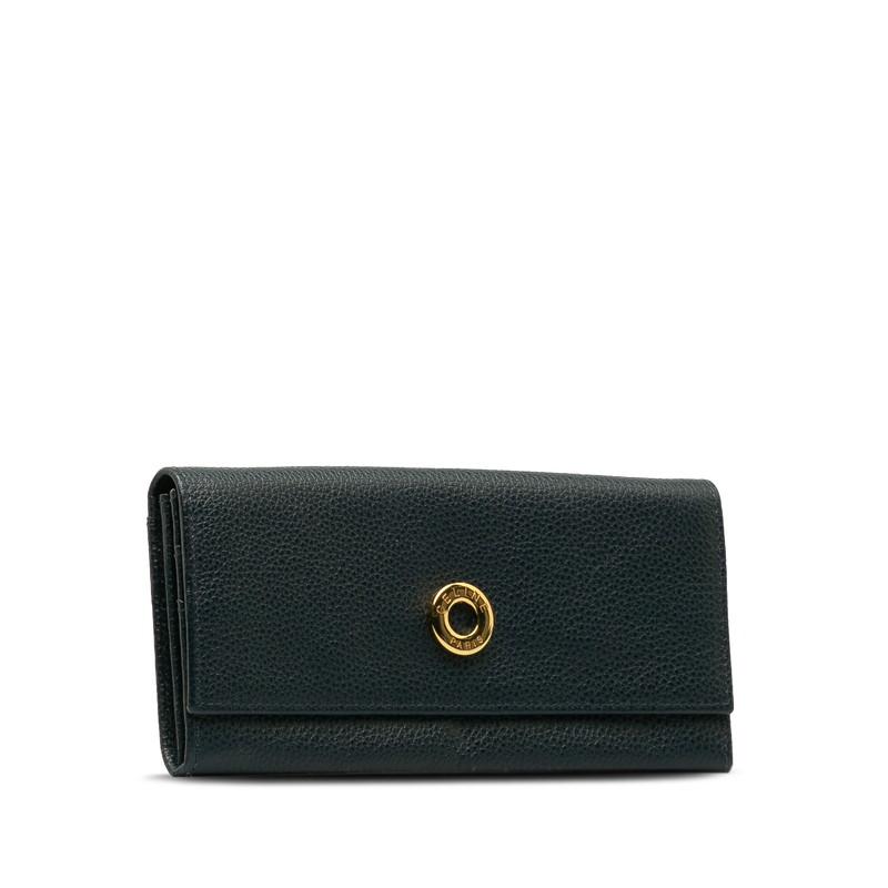 CELINE（セリーヌ） サークル ロゴ 長財布 ブラック レザー レディース