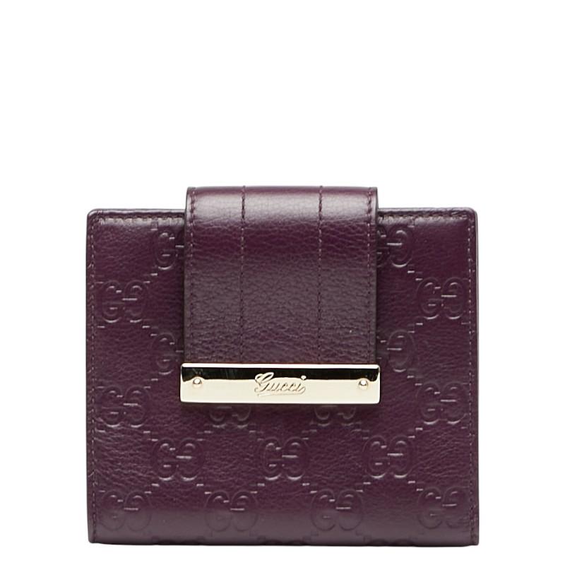 GUCCI（グッチ） グッチシマ 二つ折り財布 181669 パープル レザー