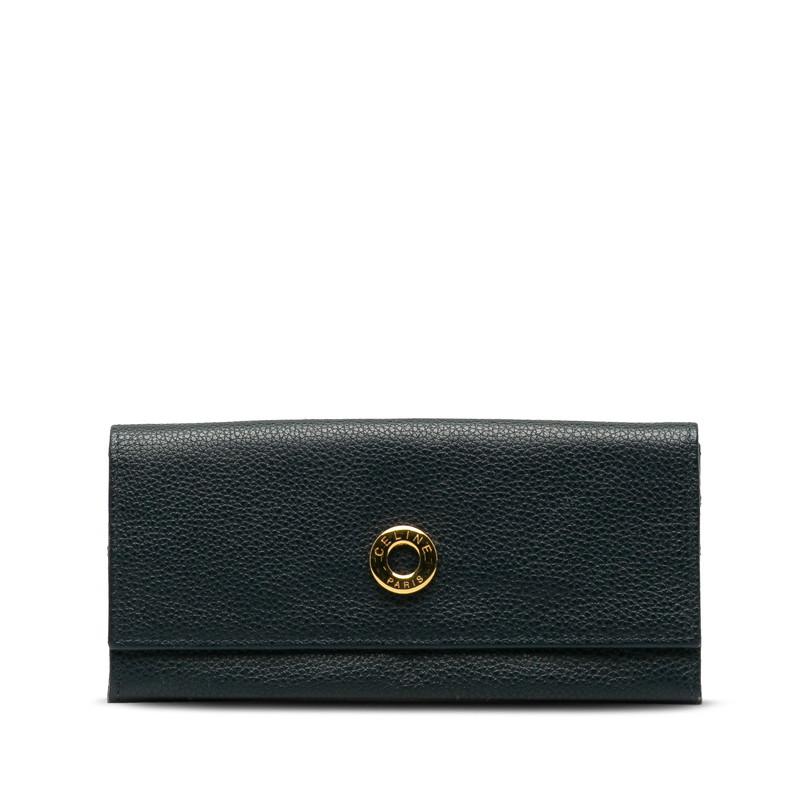 CELINE（セリーヌ） サークル ロゴ 長財布 ブラック レザー レディース
