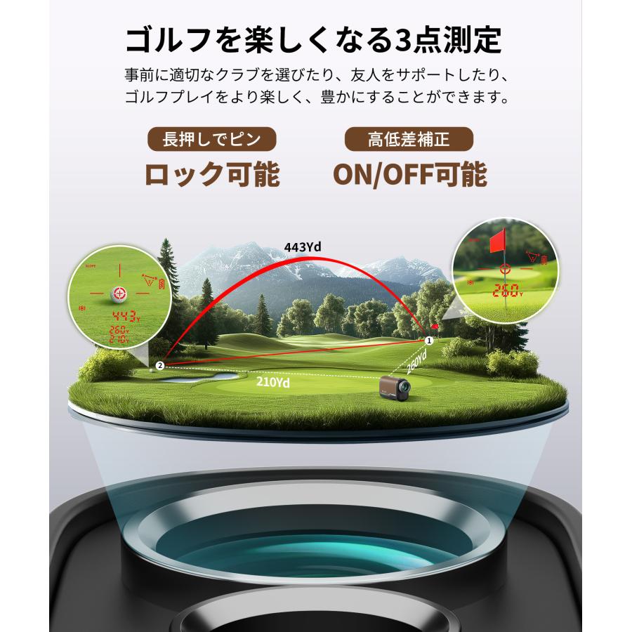EENOUR ゴルフ距離計 レーザー距離計 SILLAID VM2 自動調光機能 3点間