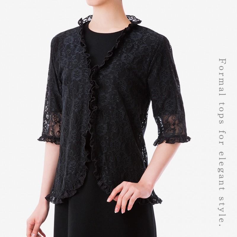 ボレロ レース 黒 フォーマル トップス 葬式 葬儀 レースボレロ