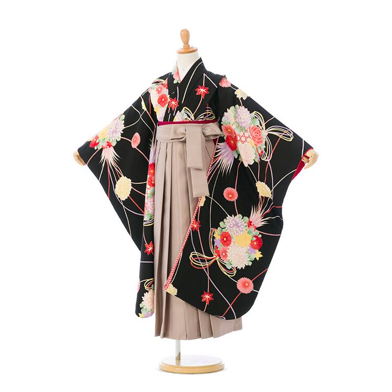 卒園袴|110〜120cm|卒園式袴レンタルフルセット(黒系)|女の子(卒園式袴