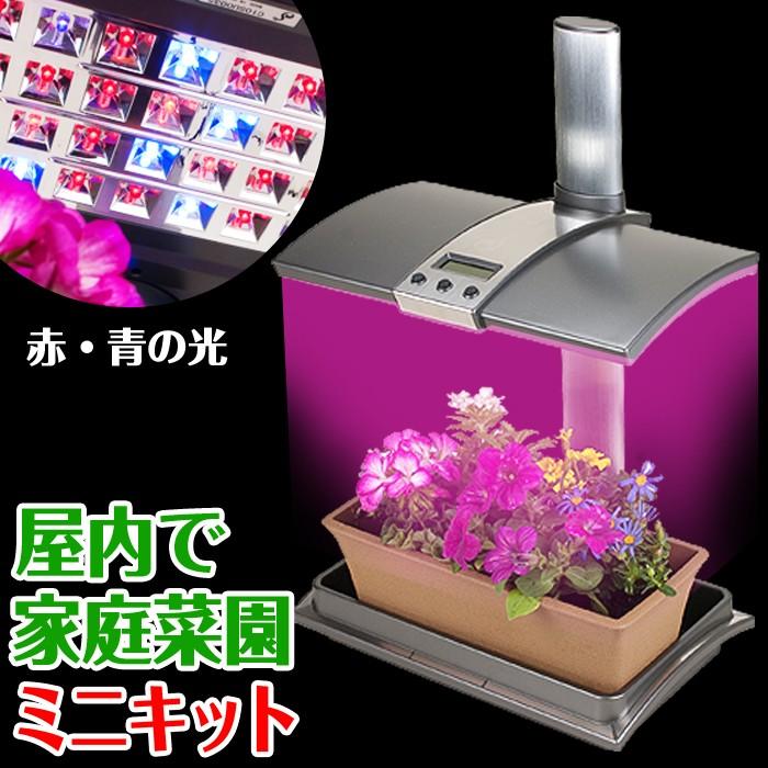 水耕栽培キット 植物育成 LEDライト付 省スペース型 コンパクト ミニ