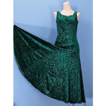 フラダンス ロケラニベルベット ワンピースドレス グリーン 2309gfa