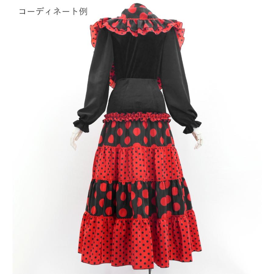 フラメンコ ピキージョ＆スカートセット 水玉 ブラック×レッド S-L