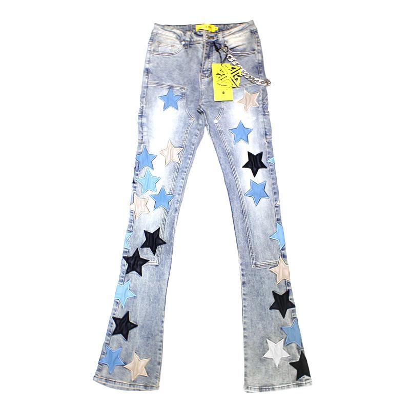 GUAPI グアピ デニムパンツ ボトムス ロング フレア POWDER BLUE