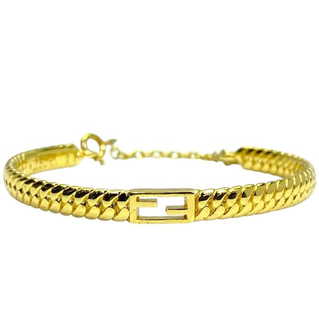 FENDI フェンディ バングル ゴールド ラインストーン FFロゴアクセサリー