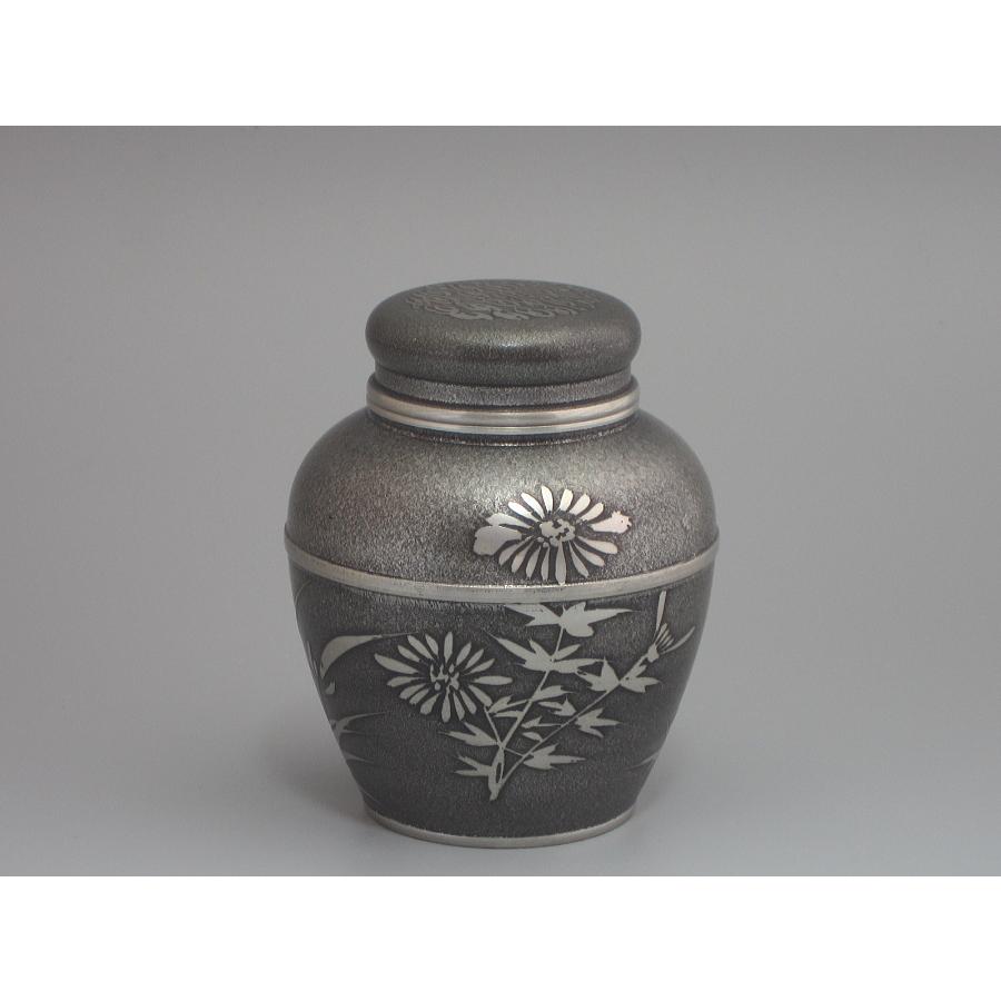 錫 茶心壺／茶入 四君子紋 「乾茂號造」在銘（本体のみ） : 茶道具商