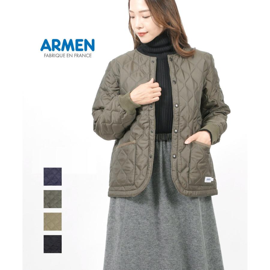 ARMEN（アーメン） キルティングジャケット ノーカラー レディース