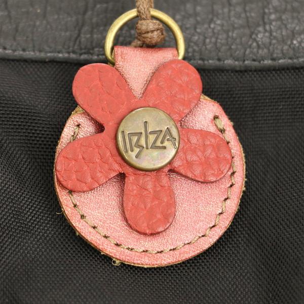 イビザ IBIZA ブラック 花柄 ナイロン レザー ハンドバッグ トート
